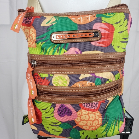 Lily Bloom crossbody handbag purse fruit purse colorful pocket zip - Picture 2 of 6